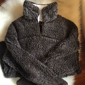 Sherpa brown quarter zip